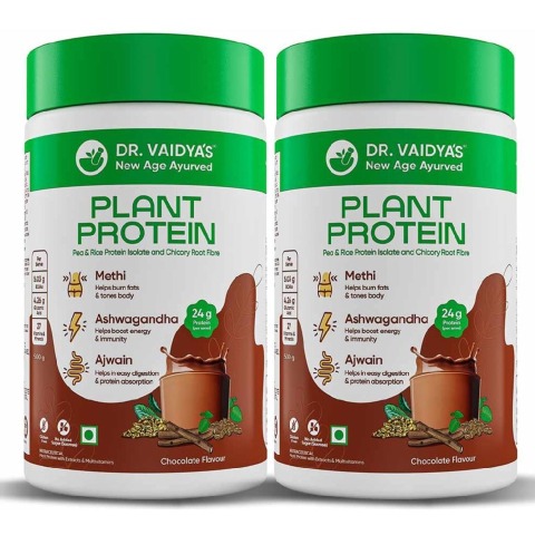 1 - Dr. Vaidya's Plant Protein, 1.1 lb Chocolate (Pack of 2)