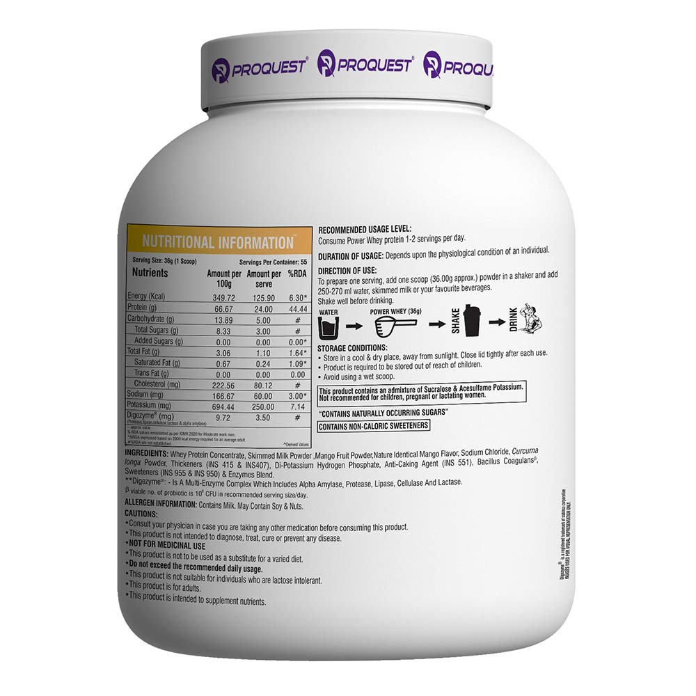6 - Proquest Power Whey Protein,  4.4 lb  Mango Rush 