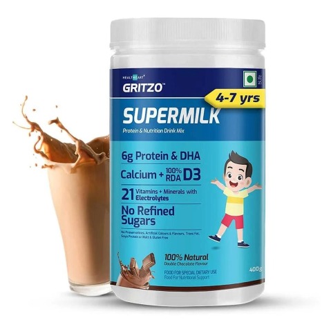 2 - Supermilk Overall Growth for 4-7 Yrs Protein & Nutrition Drink Mix Powder,  400 g  Double Chocolate 