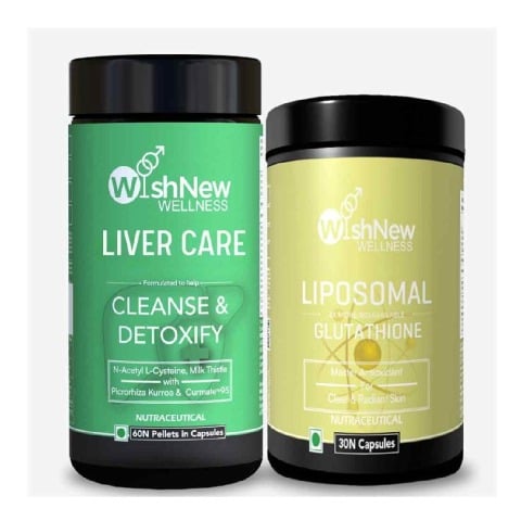 1 - WishNew Wellness Liver Care 60 Capsules & Liposomal Glutathione Combo,  30 capsules 
