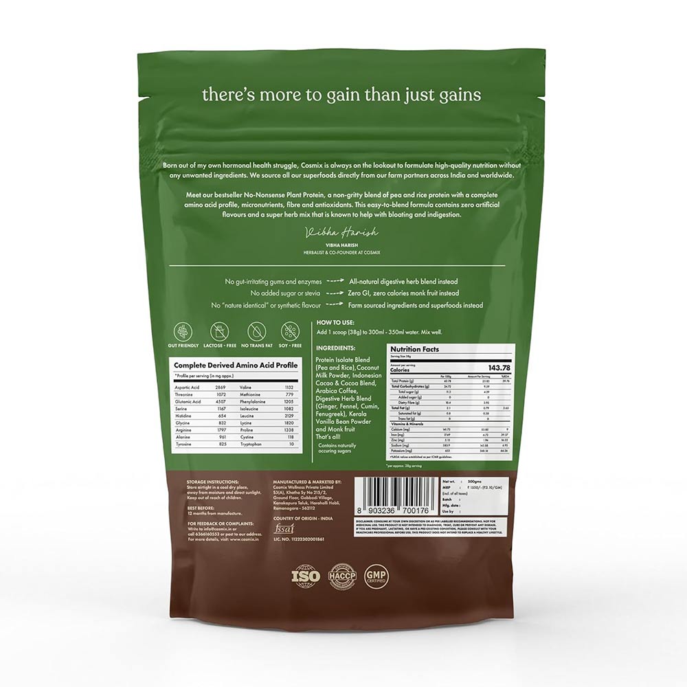 4 - Cosmix No-Nonsense Plant Protein,  12 sachets/pack  Chikmagalur Mocha 