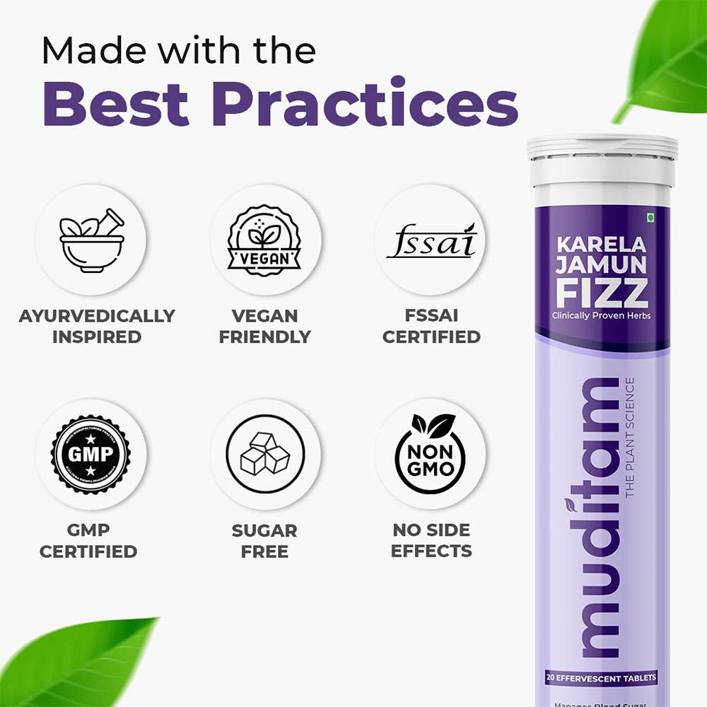 7 - Muditam Karela Jamun Fizz,  Unflavoured (Pack of 12)  20 tablet(s) 