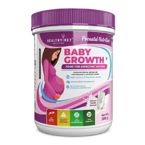 1 - HealthyHey Nutrition Baby Growth Protein for Pregnant Women,  Natural Vanilla  200 g 