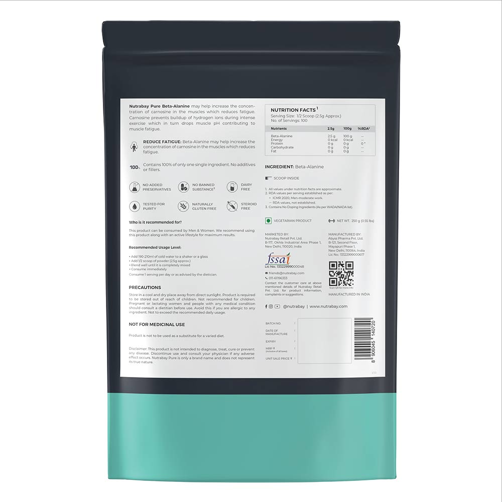 5 - Nutrabay Pure Beta Alanine Amino Acid,  Unflavoured  0.55 lb 
