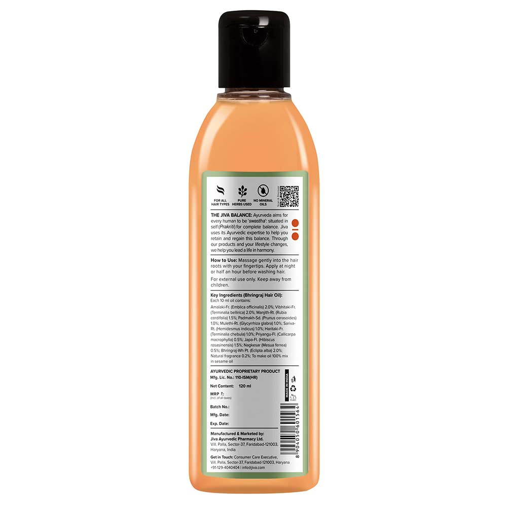 2 - Jiva Ayurveda Bhringraj Hair Oil,  120 ml  for All Hair Types (Pack of 3) 
