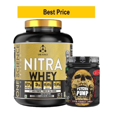 One Science Nitra Whey 5 lb Chocolate Rush & Psycho Pump Combo, 0.73 lb Fruit Punch
