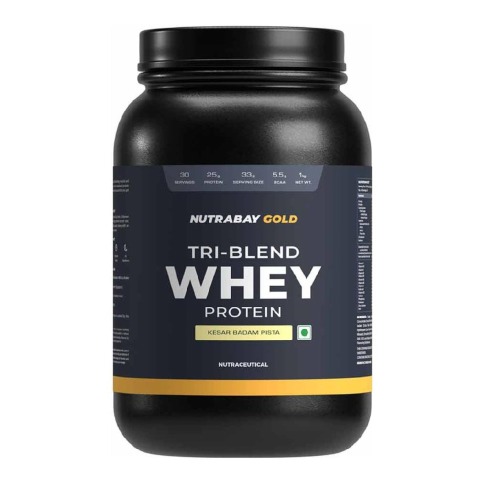 1 - Nutrabay Gold Tri-Blend Whey Protein,  2.2 lb  Kesar Badam Pista 