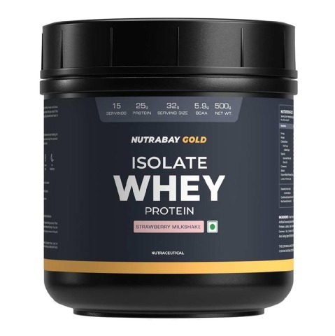 1 - Nutrabay Gold Isolate Whey Protein,  1.1 lb  Strawberry Milkshake 