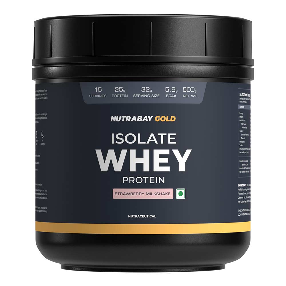 1 - Nutrabay Gold Isolate Whey Protein,  1.1 lb  Strawberry Milkshake 