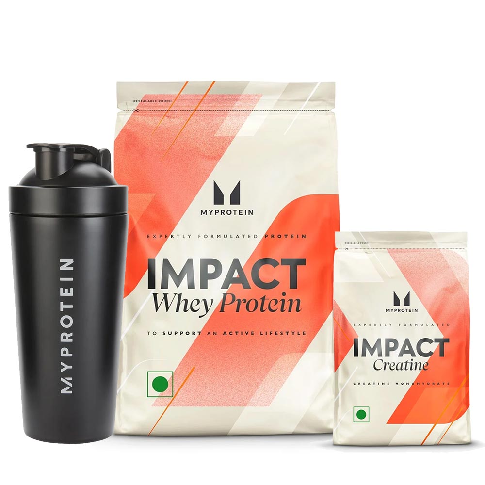 1 - Myprotein Impact Whey Protein 2.2 lb Chocolate Smooth & Impact Creatine Combo,  0.55 lb  Unflavoured with Pro Metal Shaker 700ml Black 