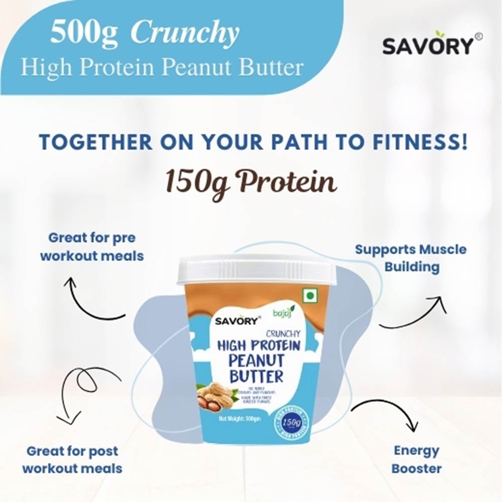 4 - Savory High Protein Peanut Butter,  500 g  Crunchy 