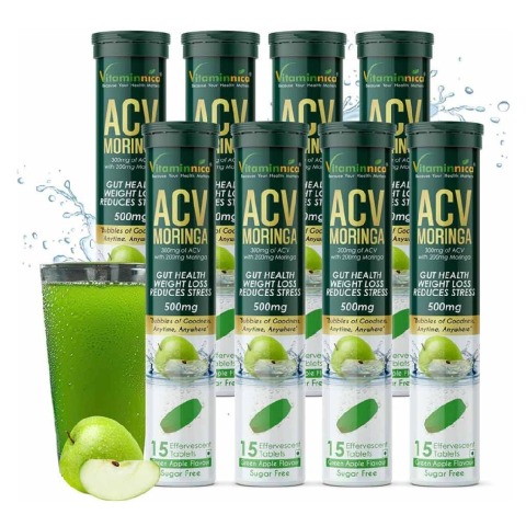 1 - Vitaminnica ACV Moringa, 15 tablet(s) Green Apple (Pack of 8)