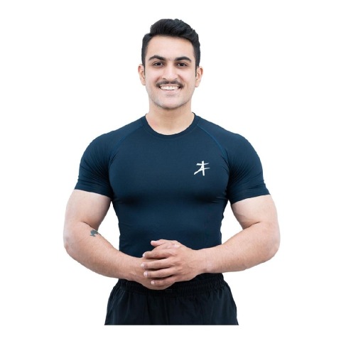 1 - Athflex Men's Half Sleeve Edge Compression T-Shirt,  XXL  Navy Blue 