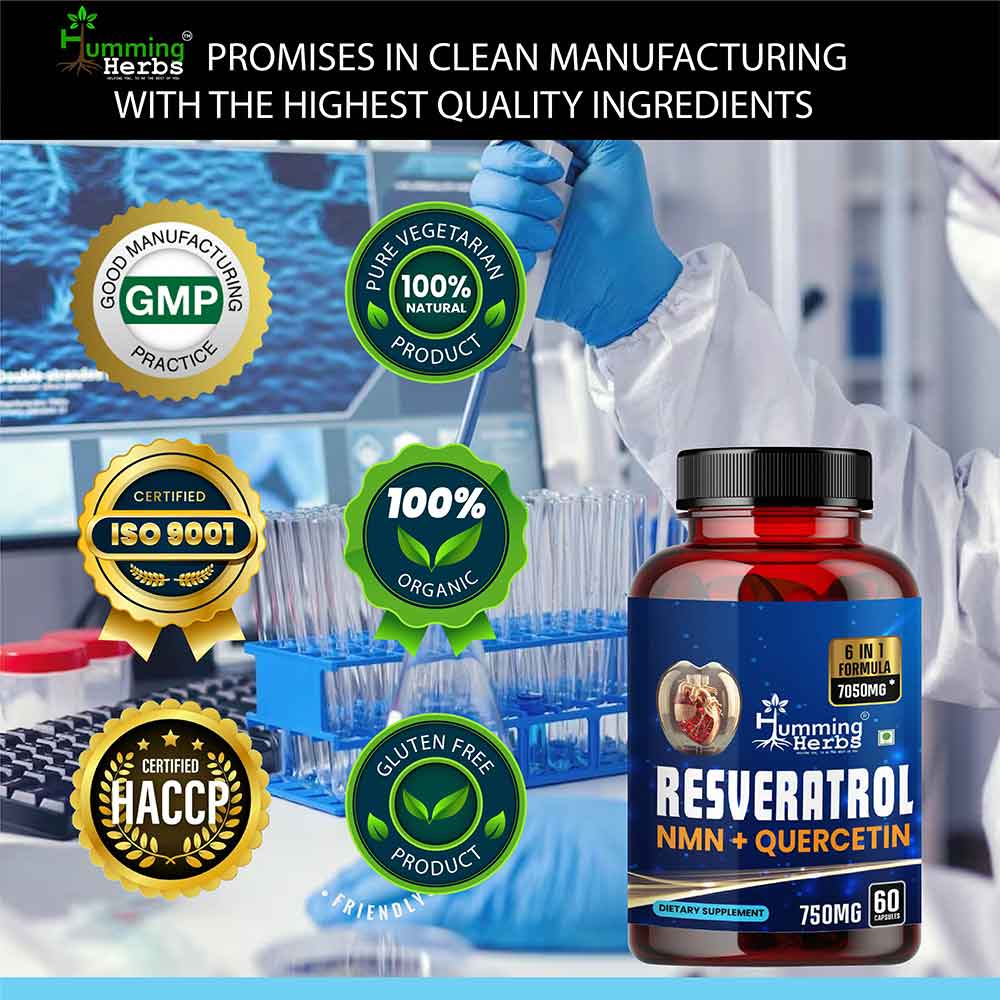 6 - Humming Herbs Resveratrol NMN + Quercetin,  60 capsules 