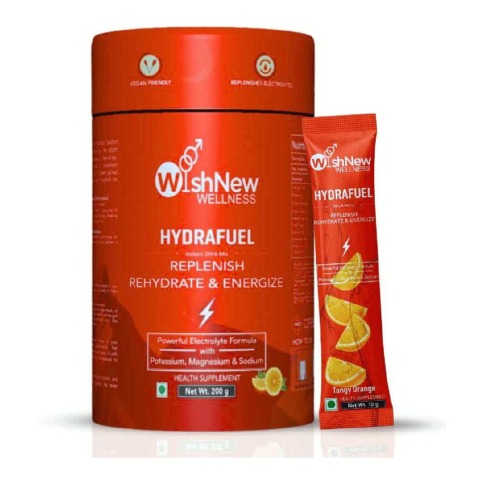 WishNew Wellness Hydrafuel Instant Drink Mix, 20 sachets/pack Tangy Orange