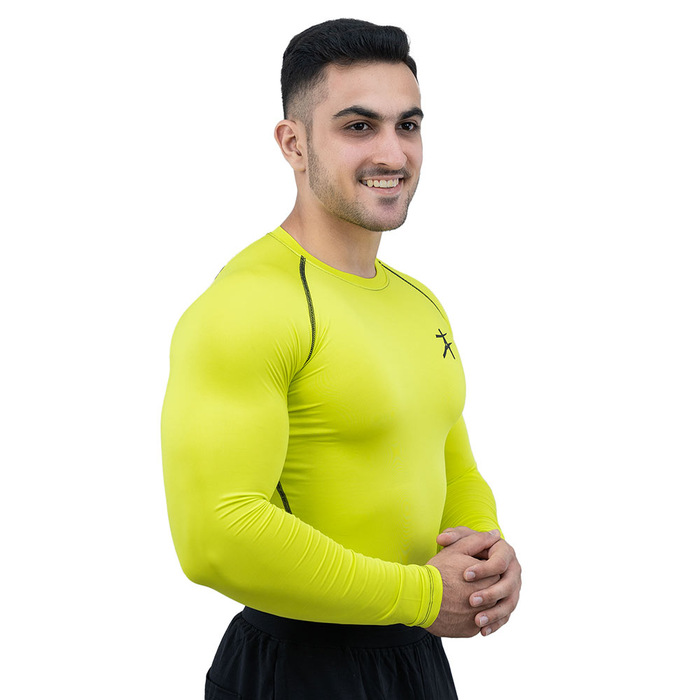 2 - Athflex Men's Full Sleeve Edge Compression T-Shirt,  Large  Neon Yellow 
