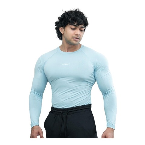 1 - Athflex Men's Full Sleeve Ace Compression T-Shirt,  XXL  Powder Blue 