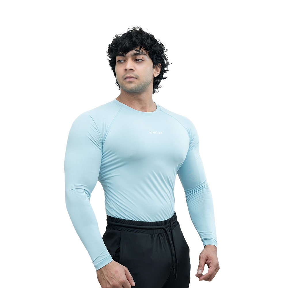 3 - Athflex Men's Full Sleeve Ace Compression T-Shirt,  XXL  Powder Blue 