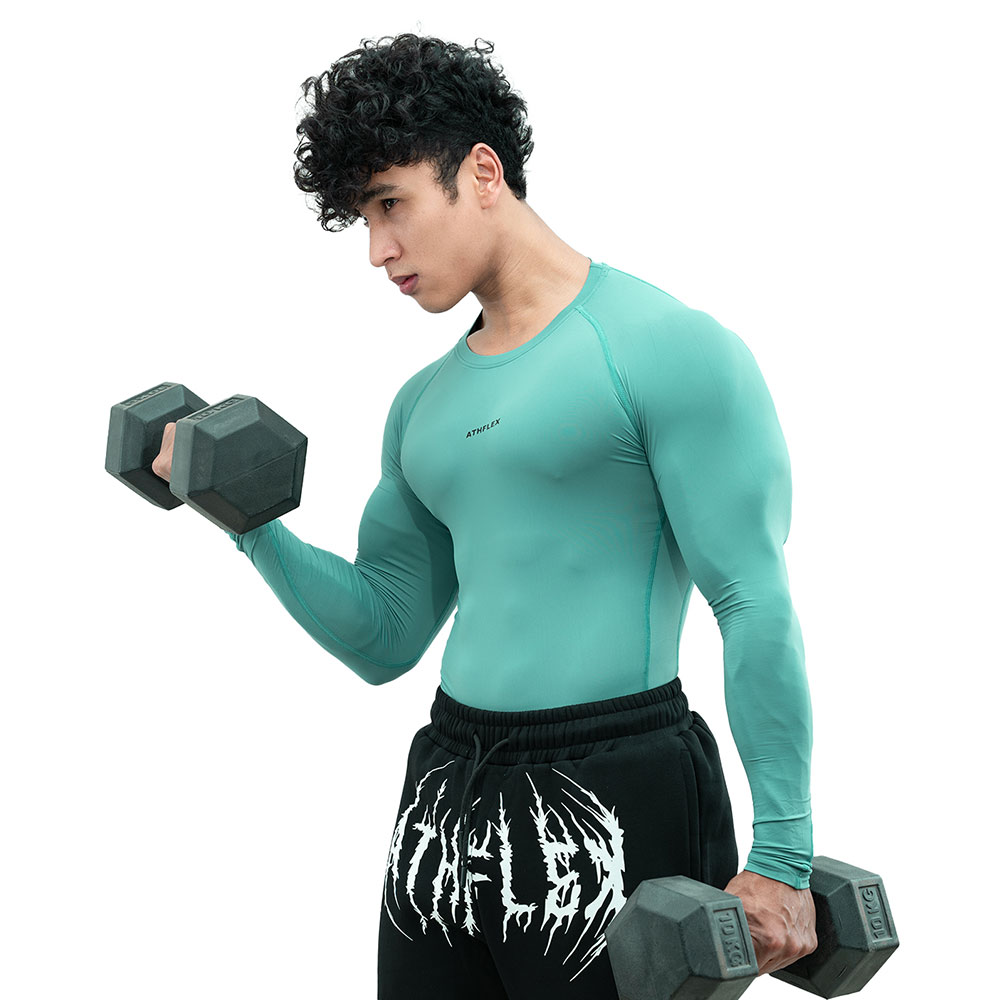 3 - Athflex Men's Full Sleeve Ace Compression T-Shirt,  XXL  Sea Green 