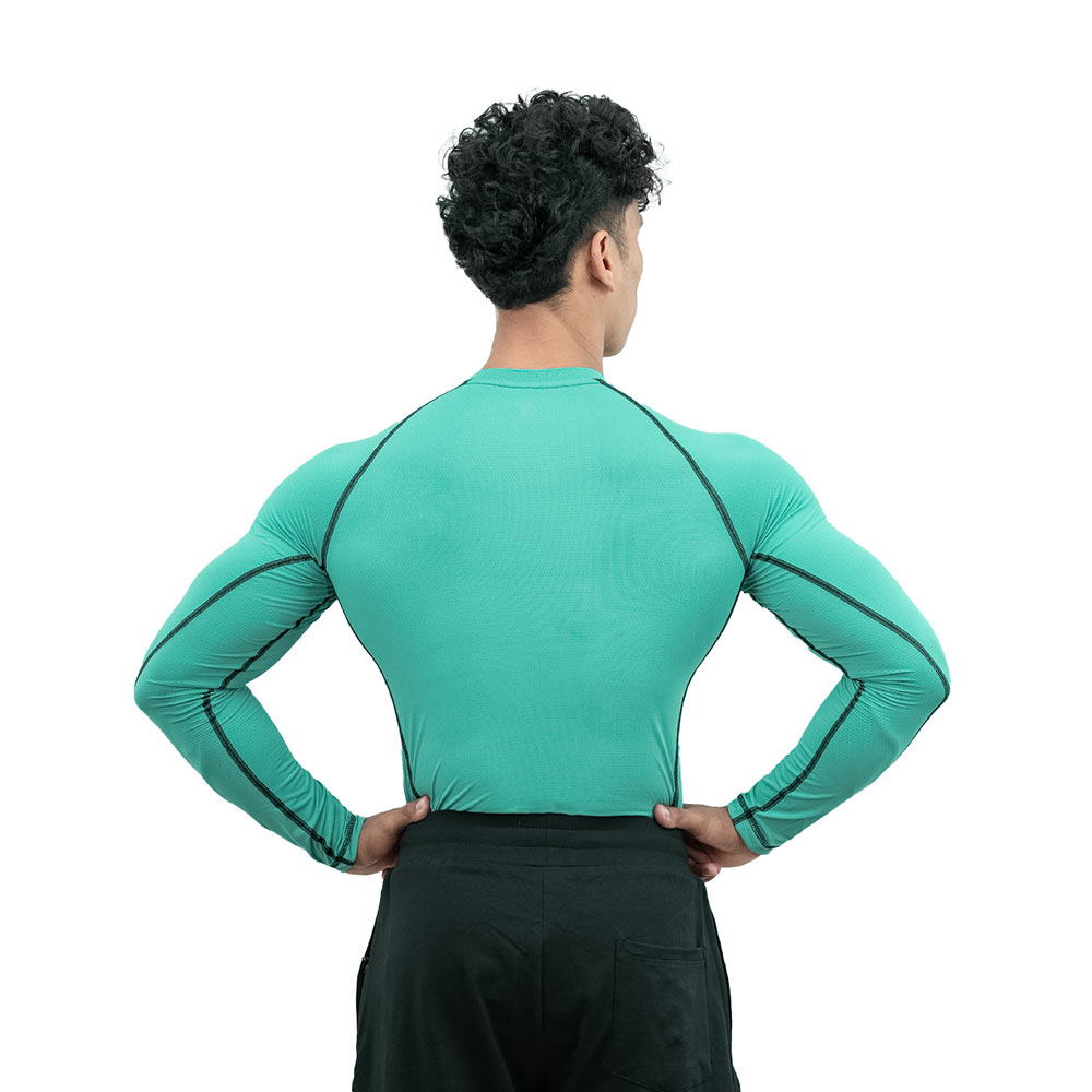 5 - Athflex Men's Muscle Fit Full Sleeve Textured Compression T-Shirt,  Medium  Bayside Green 