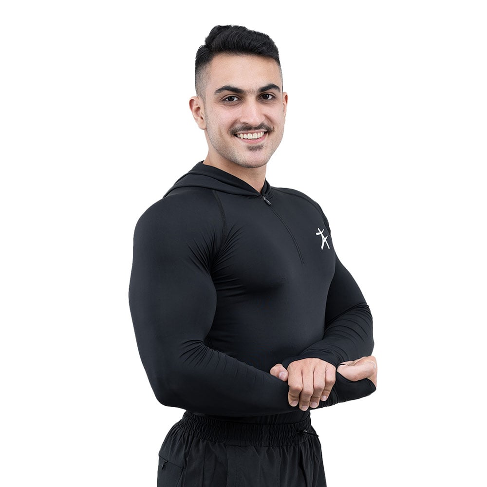 4 - Athflex Men's Performance Assassin Compression Hoodie,  Black  Medium 