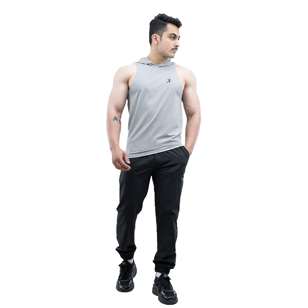 7 - Athflex Men's Activewear Training Sleeveless Gym and Sports Hoodie,  Grey  Large 