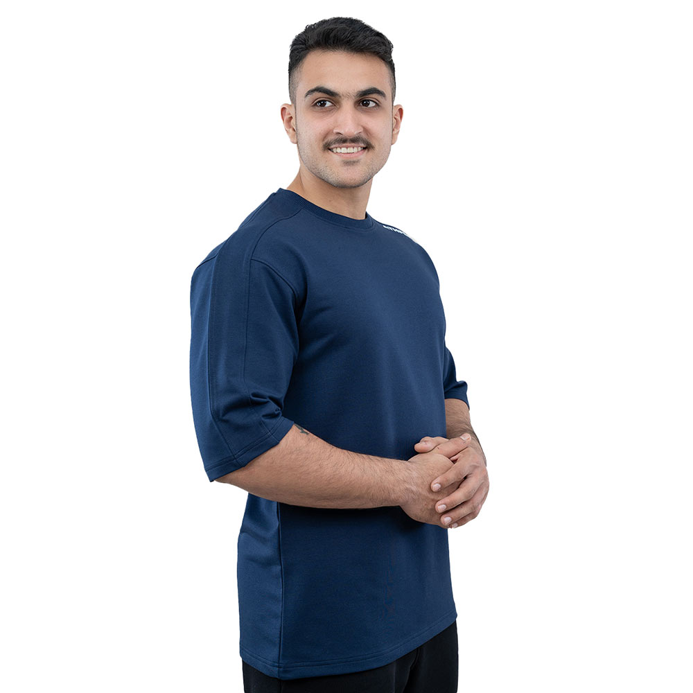 4 - Athflex Men's Flex Ample Oversize T-Shirt,  Small  Navy Blue 
