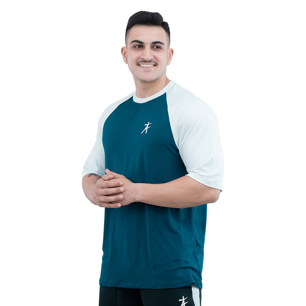 2 - Athflex Men's 90's Oversized Raglan T-Shirt,  Large  Royal Blue 