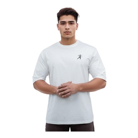 1 - Athflex Men's Premium Training Oversize Half-Sleeve T-Shirt,  Large  White 