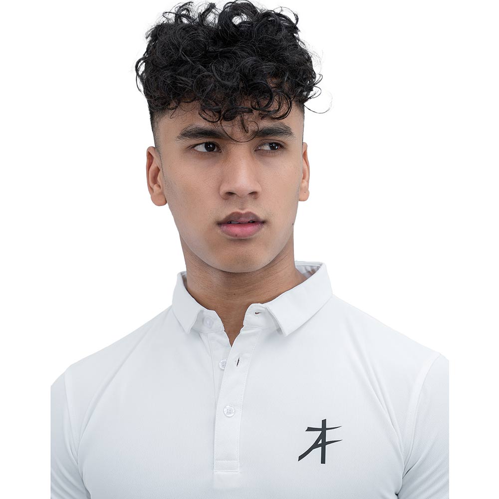 6 - Athflex Men's Regular Fit Half Sleeve Pique Polo T-Shirt,  XXL  Marble White 