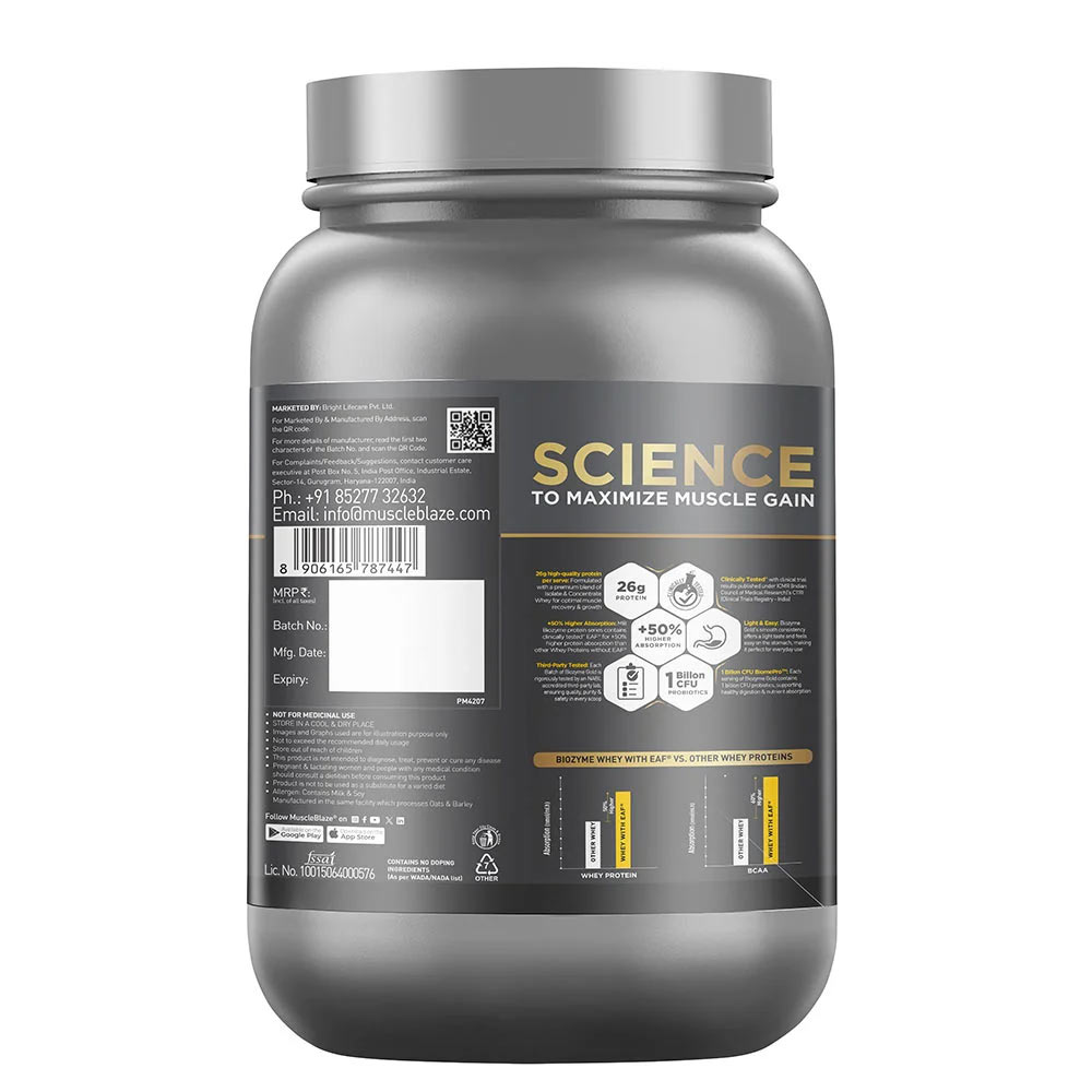 2 - MuscleBlaze Biozyme Gold 100% Whey OP,  2.2 lb  Double Rich Chocolate