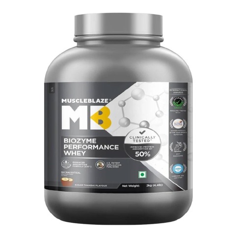 1 - MuscleBlaze Biozyme Performance Whey.,  4.4 lb  Kesar Thandai 