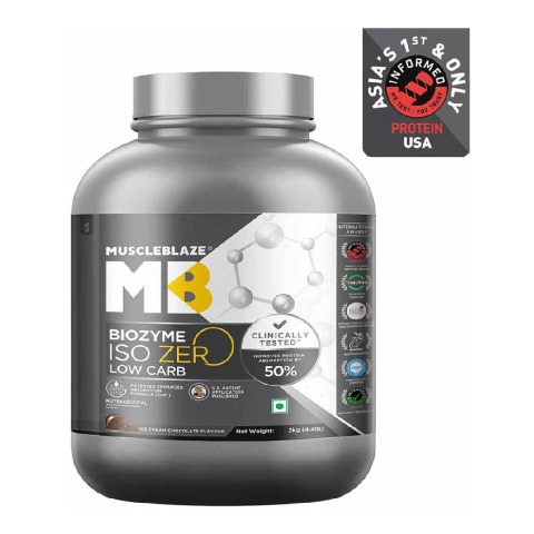 1 - MuscleBlaze Biozyme Iso-Zero., 4.4 lb Low Carb Ice Cream Chocolate