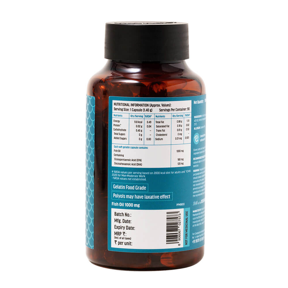 1 - HK Vitals Fish Oil 1000mg with 180mg EPA and 120mg DHA,  90 capsules