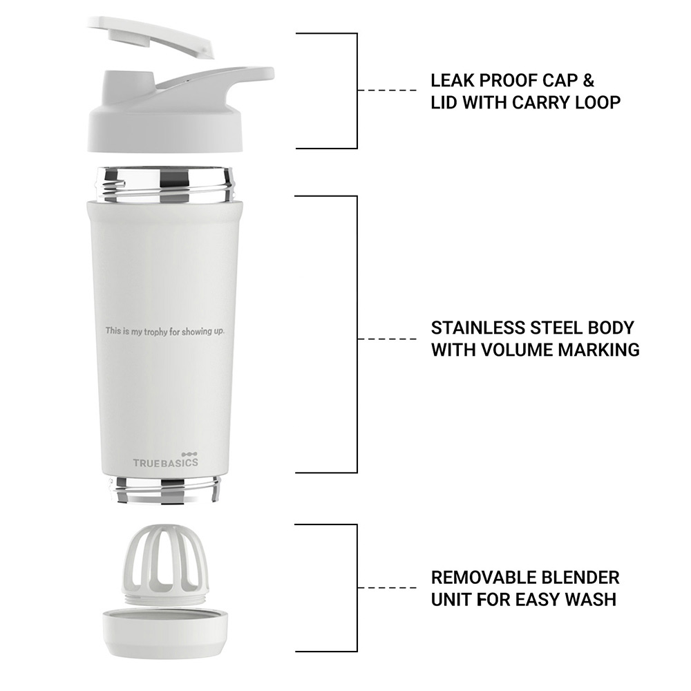 3 - TrueBasics Steel Shaker,  True White  700 ml 