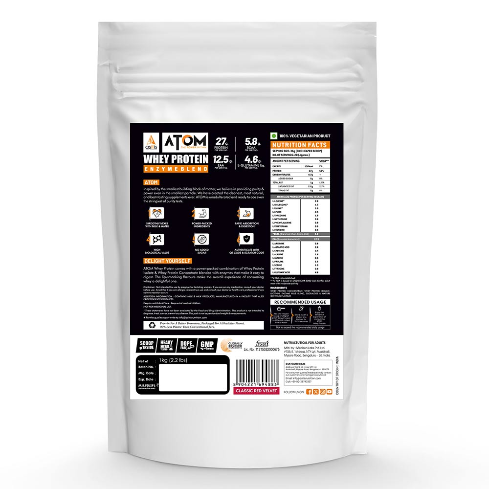 7 - AS-IT-IS Nutrition ATOM Whey Protein with Enzymes,  2.2 lb  Classic Red Velvet 