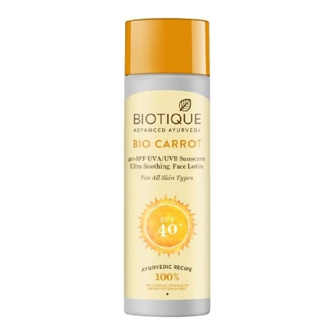 1 - Biotique Sun Protective Lotion,  120 ml  40+ SPF UVA/UVB Sunscreen Ultra Soothing Bio Carrot Face 