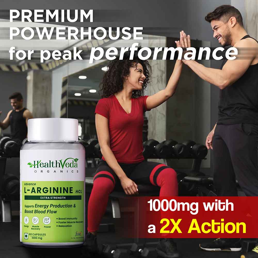 3 - Health Veda Organics L Arginine 1000 mg,  60 capsules 