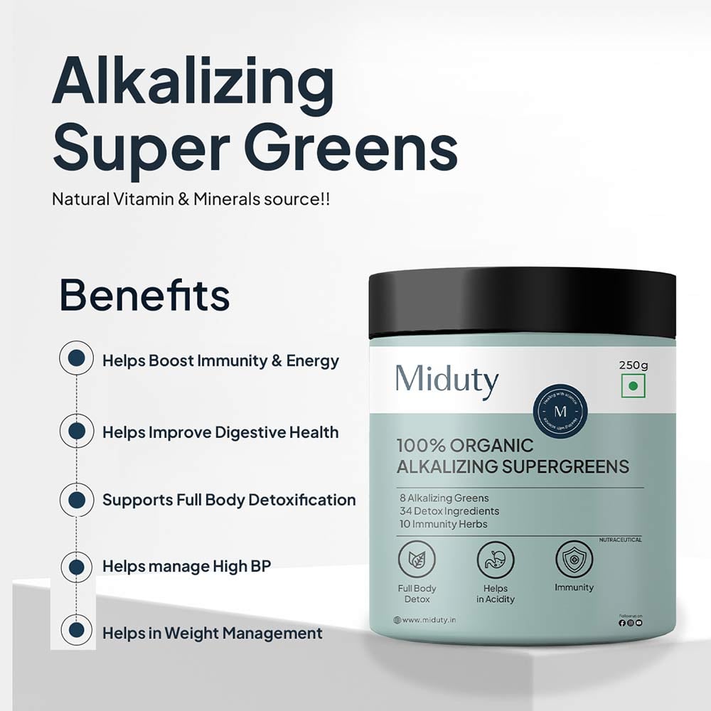 2 - Miduty 100% Organic Alkalizing Supergreens,  250 g 