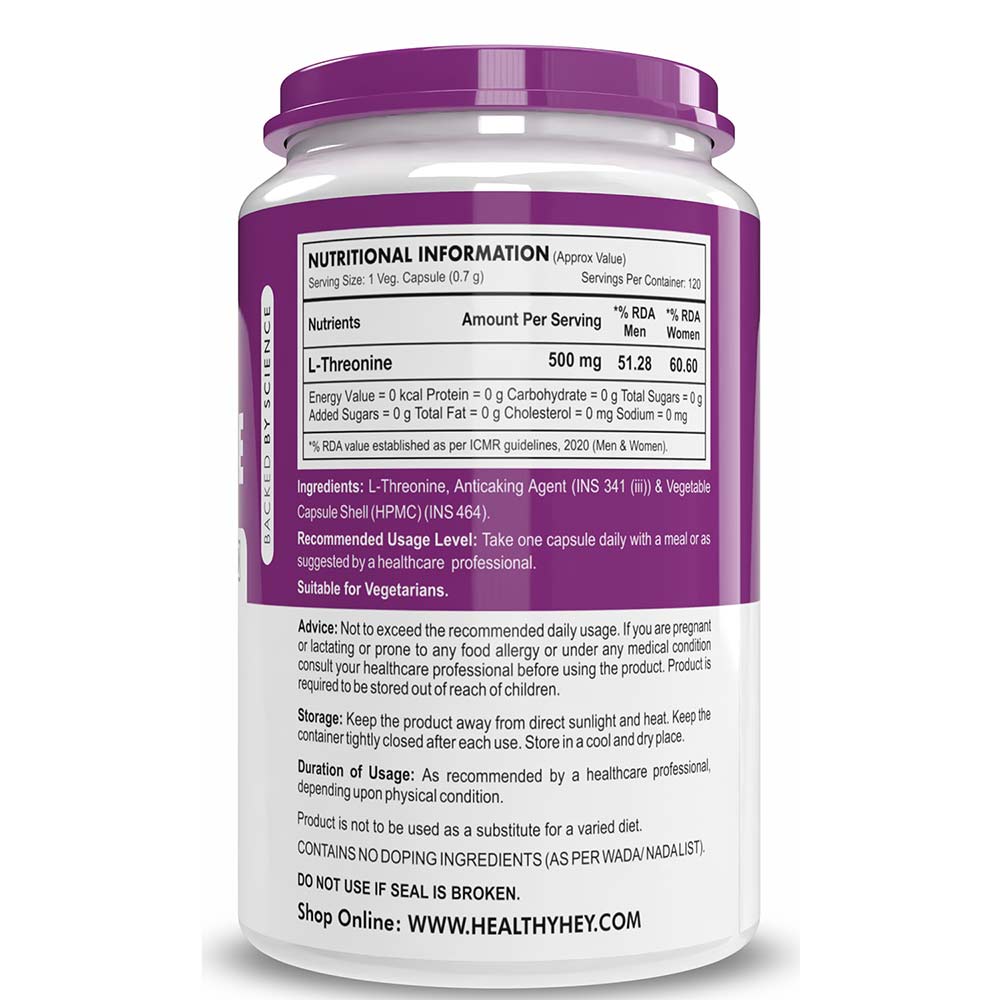 2 - HealthyHey Nutrition L-Threonine,  120 capsules 