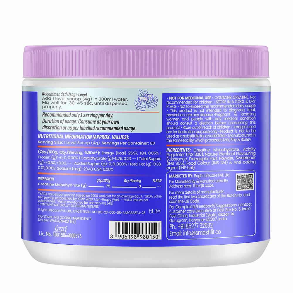 2 - Smash Micronised Creatine Monohydrate,  Fruit Frenzy  0.71 lb