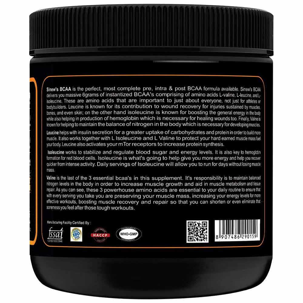 description - Sinew Nutrition Instantized BCAA 6000,  0.44 lb  Tangy Orange 