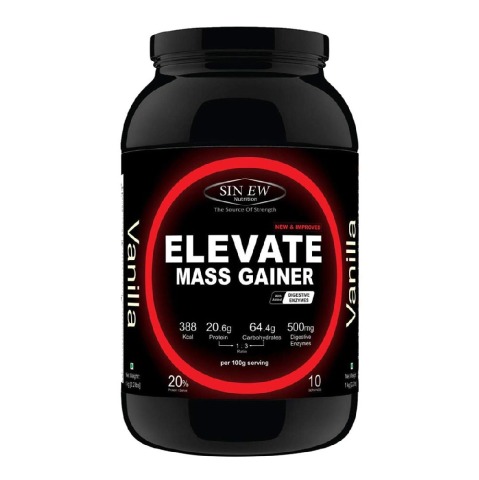 Sinew Nutrition Elevate Mass Gainer with Digestive Enzymes,  2.2 lb  Vanilla 