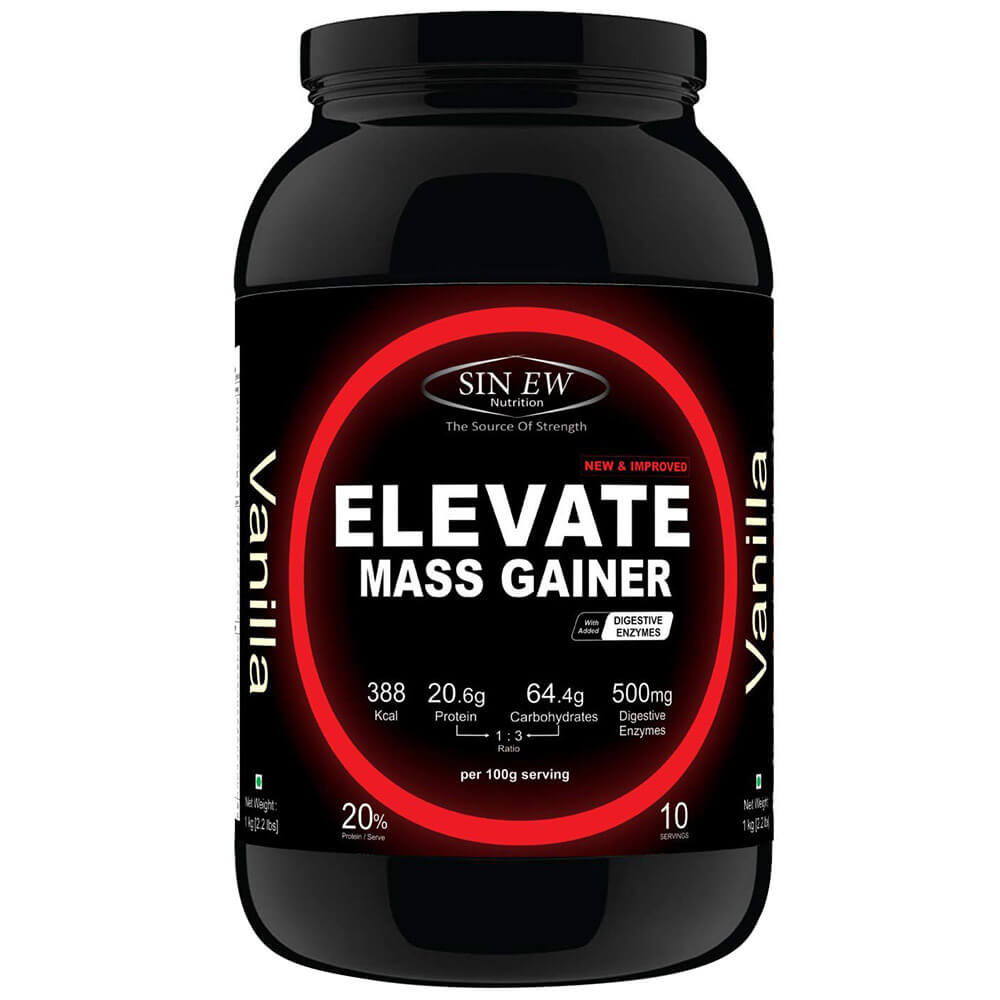 Sinew Nutrition Elevate Mass Gainer with Digestive Enzymes,  2.2 lb  Vanilla 