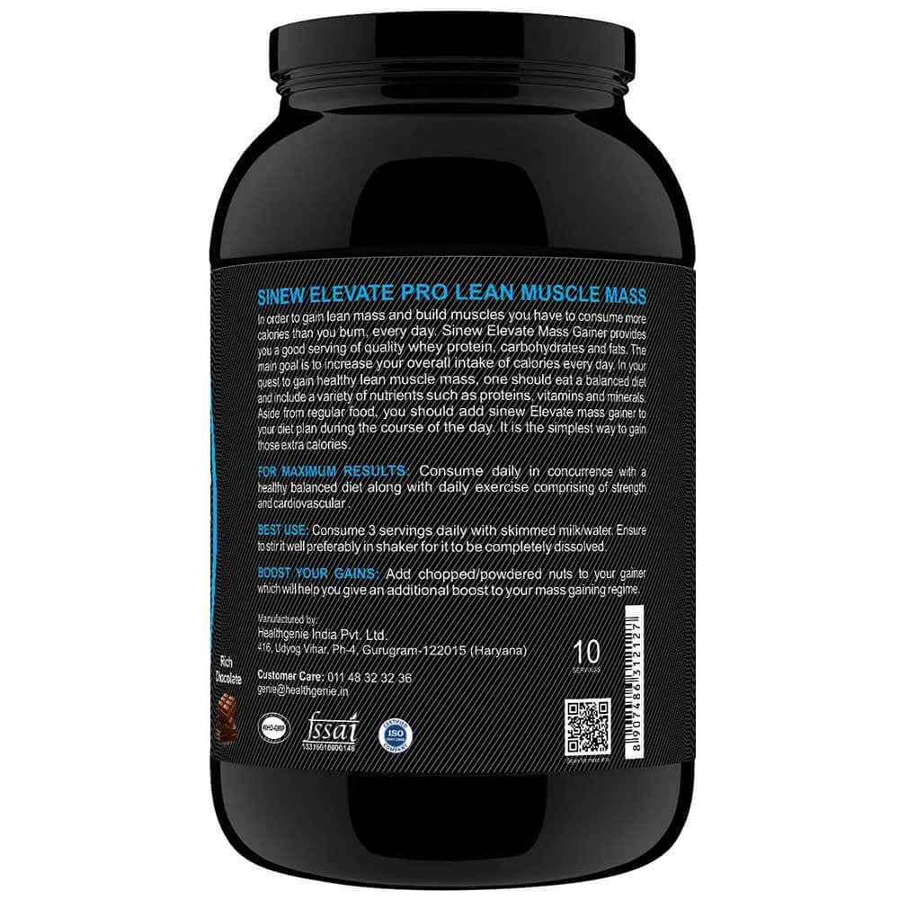 description - Sinew Nutrition Elevate Pro Lean Muscle Mass with Digestive Enzymes,  2.2 lb  Rich Chocolate 