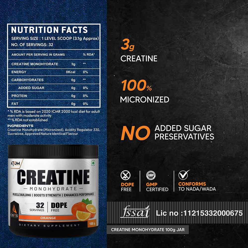 4 - AS-IT-IS Nutrition ATOM Creatine Monohydrate,  Orange  0.22 lb 