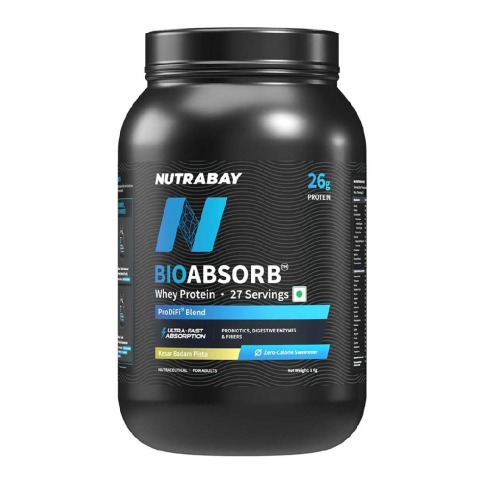 1 - Nutrabay BioAbsorb Whey Protein,  2.2 lb  Kesar Badam Pista 