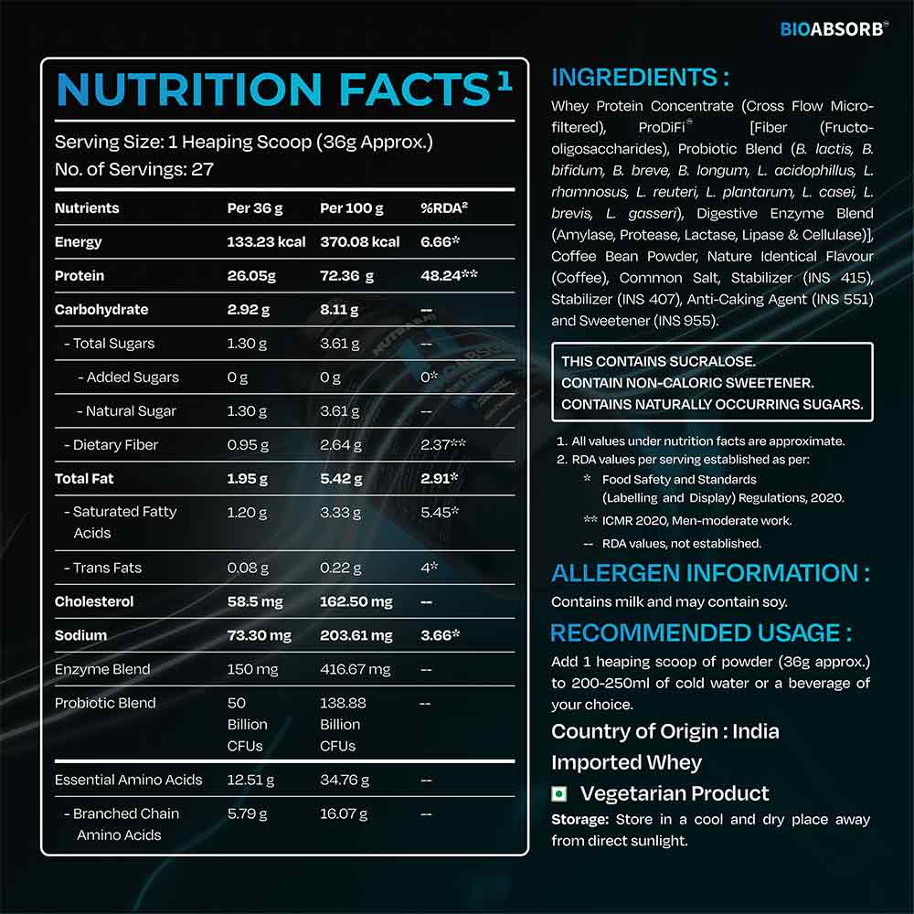 6 - Nutrabay BioAbsorb Whey Protein,  2.2 lb  Dalgona Coffee 