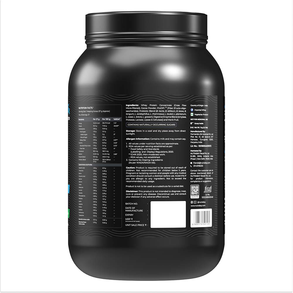 7 - Nutrabay BioAbsorb Whey Protein,  2.2 lb  Dark Chocolate 
