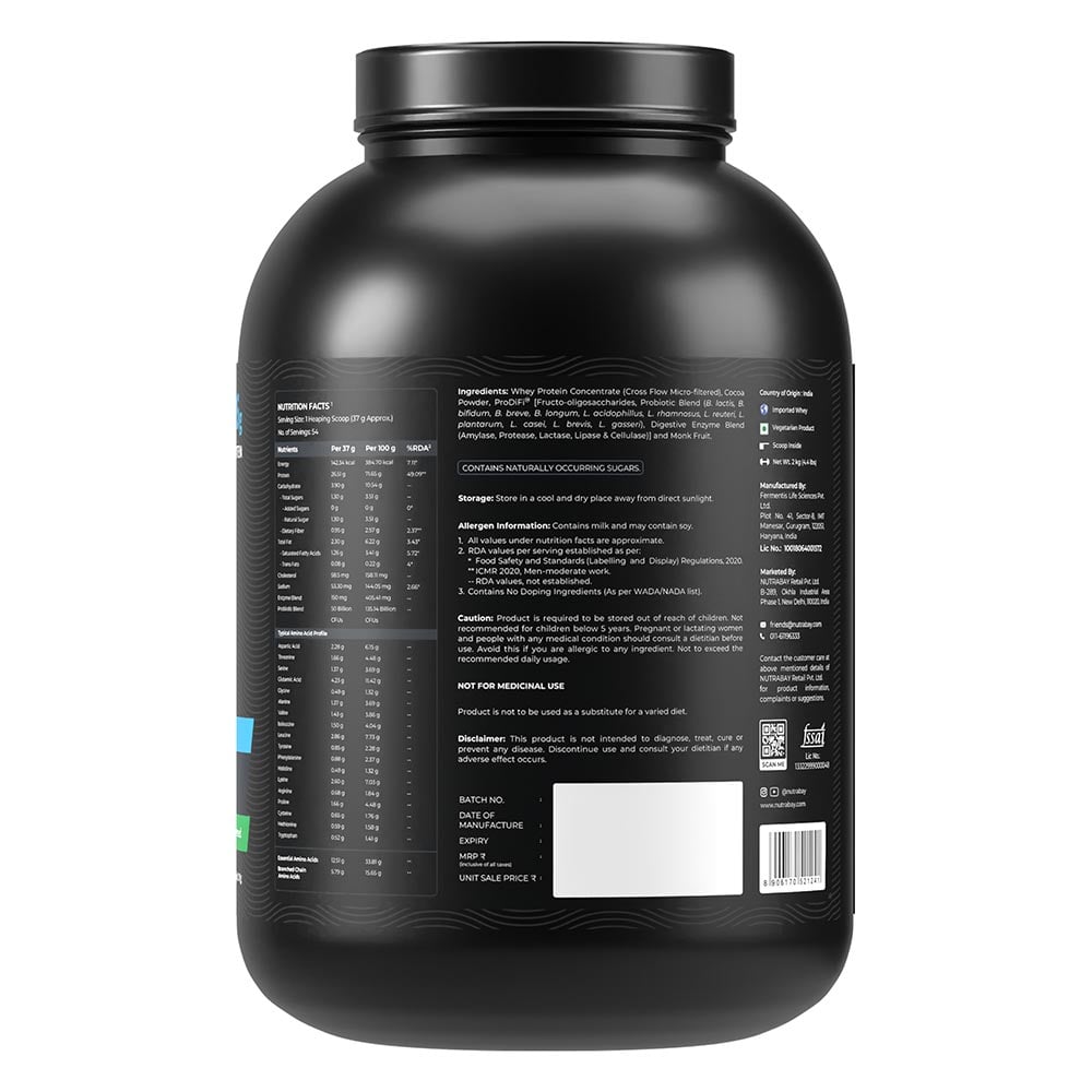 8 - Nutrabay BioAbsorb Whey Protein,  4.4 lb  Dark Chocolate 